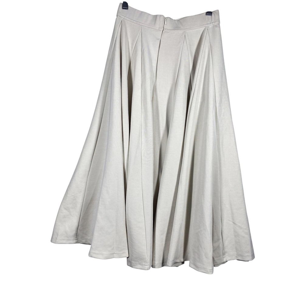 OGL Pleated Midi Skirt Womens XS Beige New Sustainable Tencel A-Line Skirt